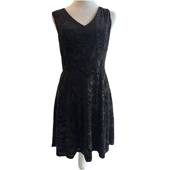 Tommy Hilfiger Little Black Dress Velvet Burnout Black Sz4 Whimsygoth Soft Grung - Picture 1 of 6